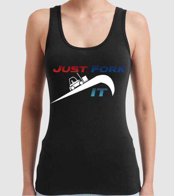Just Fork It model negru pe tricou