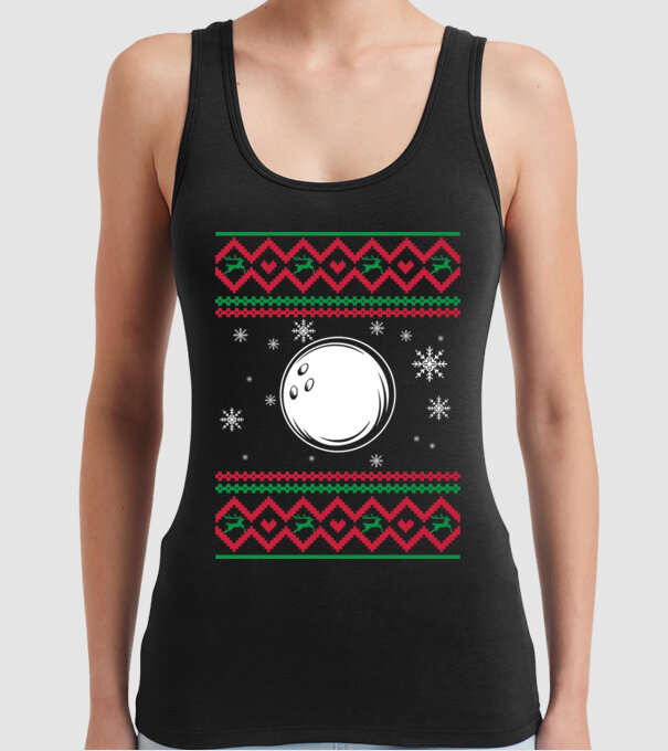 Model tricotat de Crăciun - bowling model negru pe tricou