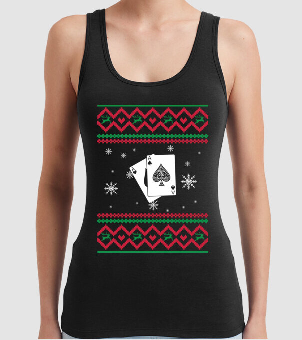 Model tricotat de Crăciun - poker model negru pe tricou