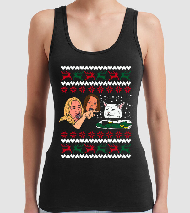 Pulovăr de Crăciun meme model negru pe tricou