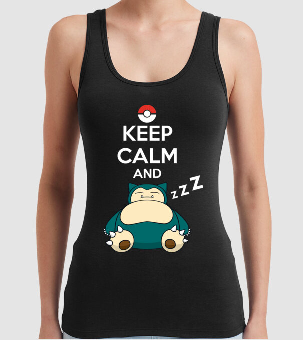 Keep Calm Snorlax model negru pe tricou