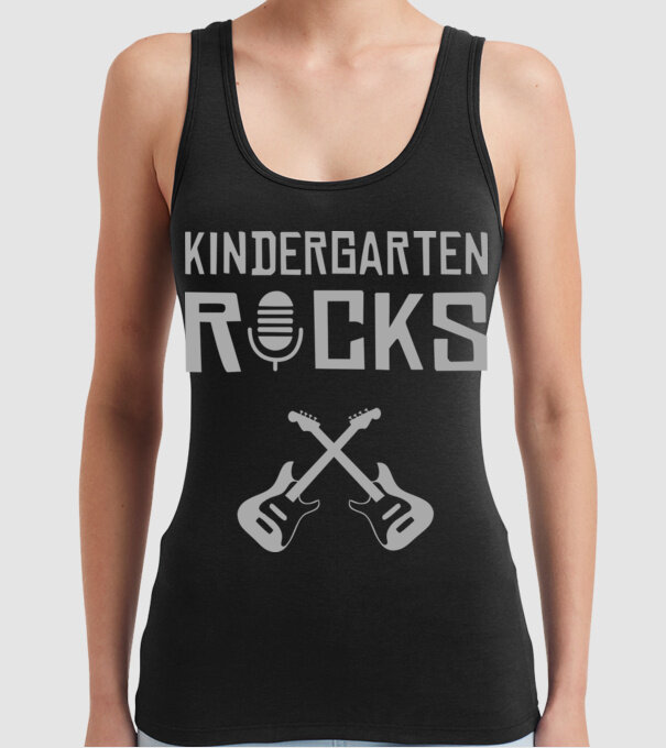 Kindergarten rocks model negru pe tricou