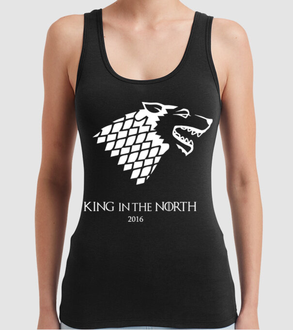 King in The North Wolf model negru pe tricou