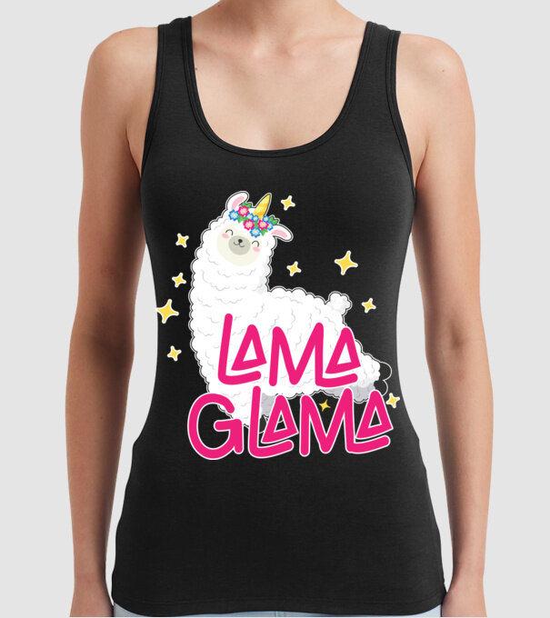 Lama glama model negru pe tricou