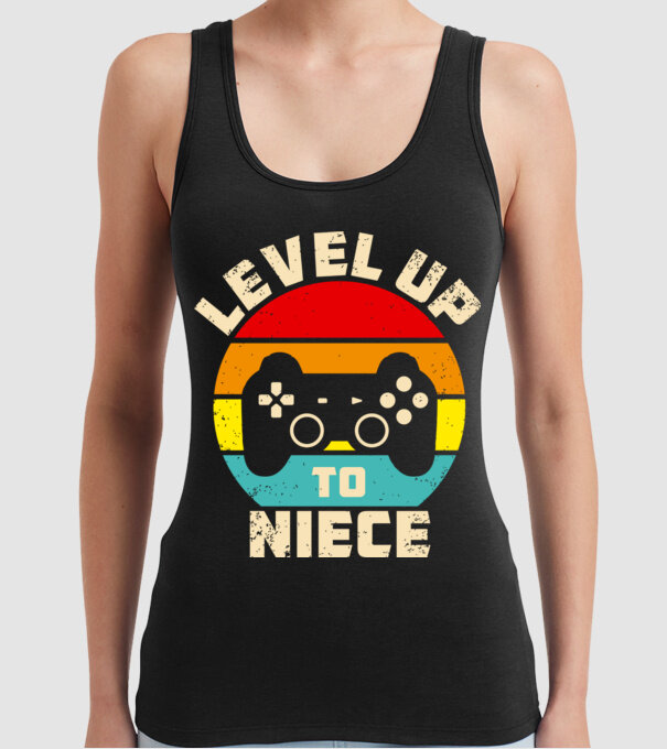 Level Up Niece model negru pe tricou