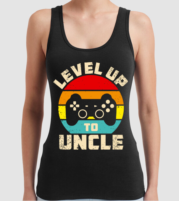 Level Up Uncle model negru pe tricou