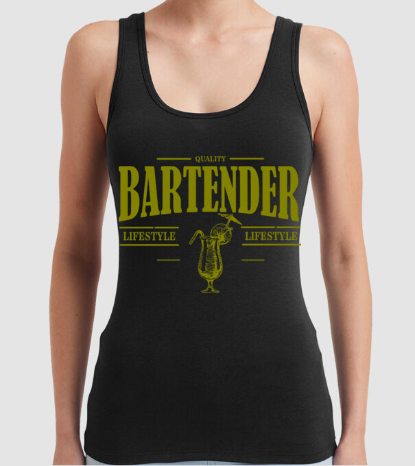 Lifestyle Bartender model negru pe tricou