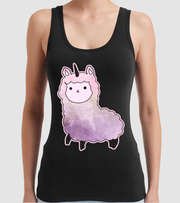 Llamacorn cutie model negru pe tricou