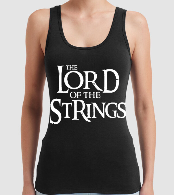 Lord of the Strings model negru pe tricou