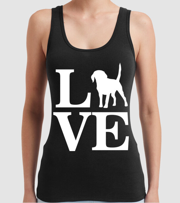 LOVE BEAGLE model negru pe tricou