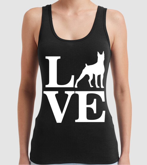 LOVE DOBBERMAN model negru pe tricou