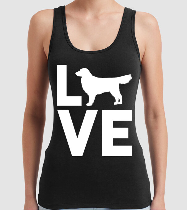 LOVE Golden Retriever model negru pe tricou