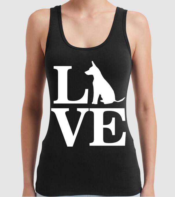 Love câini model negru pe tricou