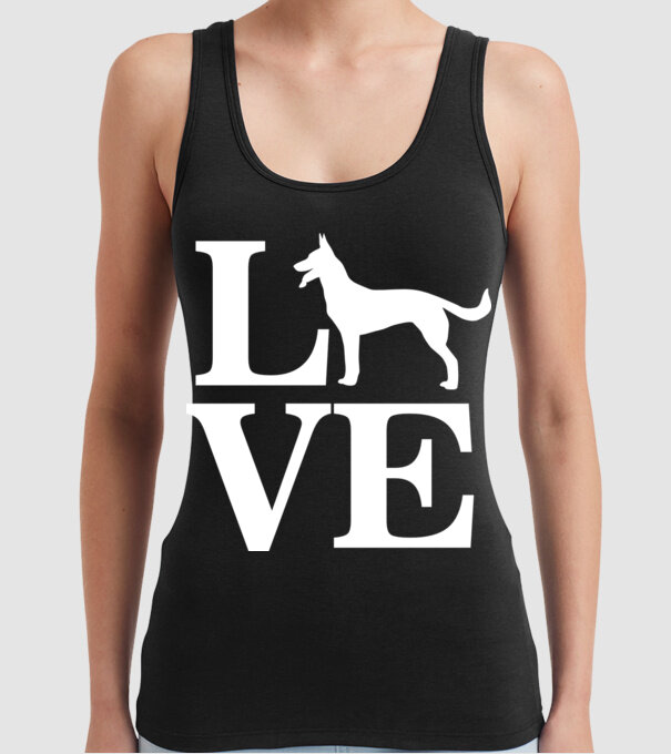 LOVE CIOBANESC GERMAN model negru pe tricou
