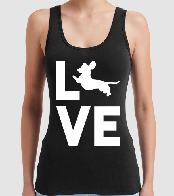 LOVE Teckel model negru pe tricou
