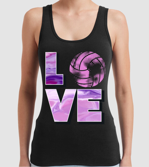Love volleyball model negru pe tricou