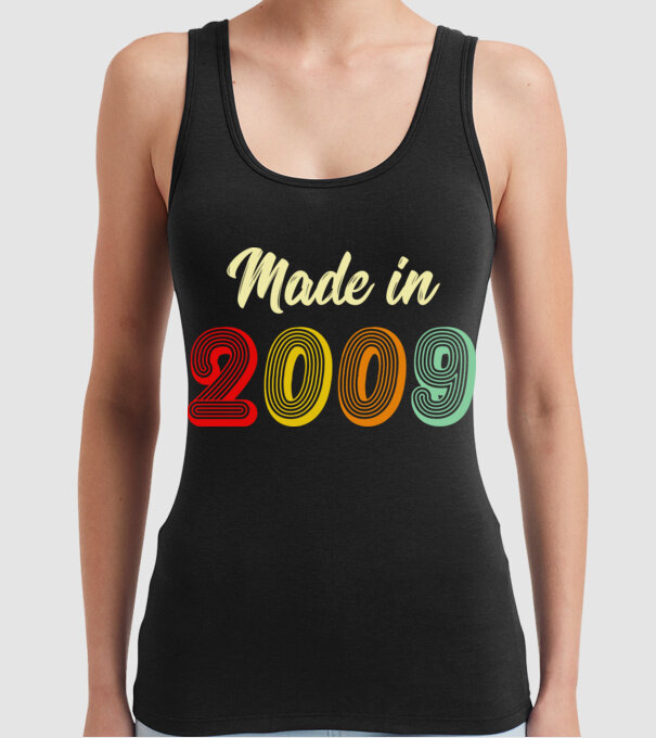 made in 2009 retro model negru pe tricou