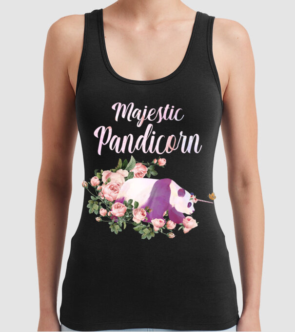 Majestic pandicorn model negru pe tricou