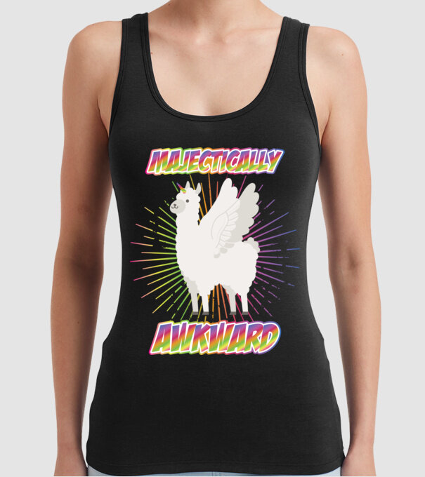 Majestically Awkward model negru pe tricou