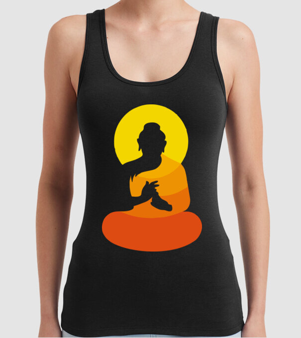 Călugăr meditator model negru pe tricou