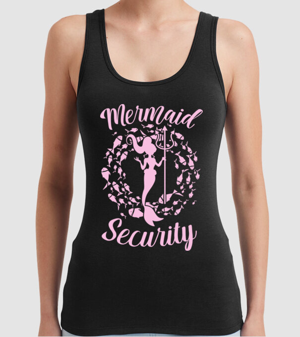 Mermaid Security girls model negru pe tricou