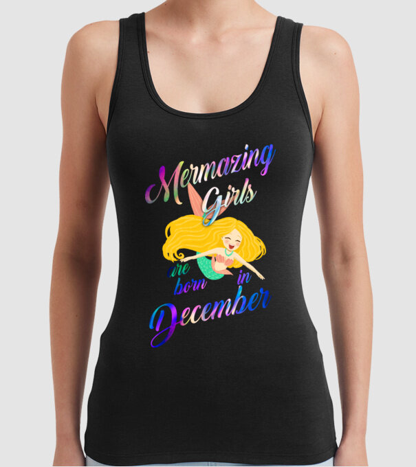 Mermazing girls are born december model negru pe tricou