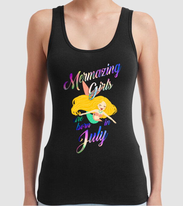 Mermazing girls are born july model negru pe tricou