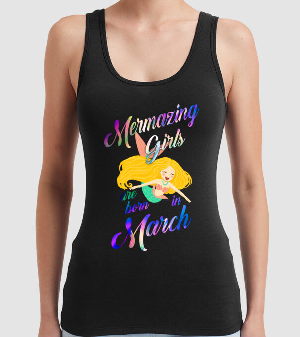 Mermazing girls are born march model negru pe tricou