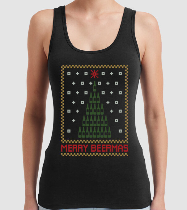 Merry Beermas model negru pe tricou