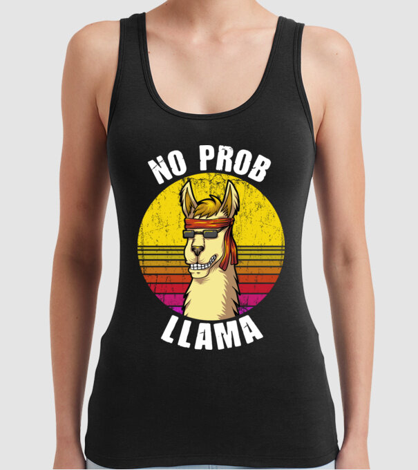 No Prob LLama - Láma model negru pe tricou
