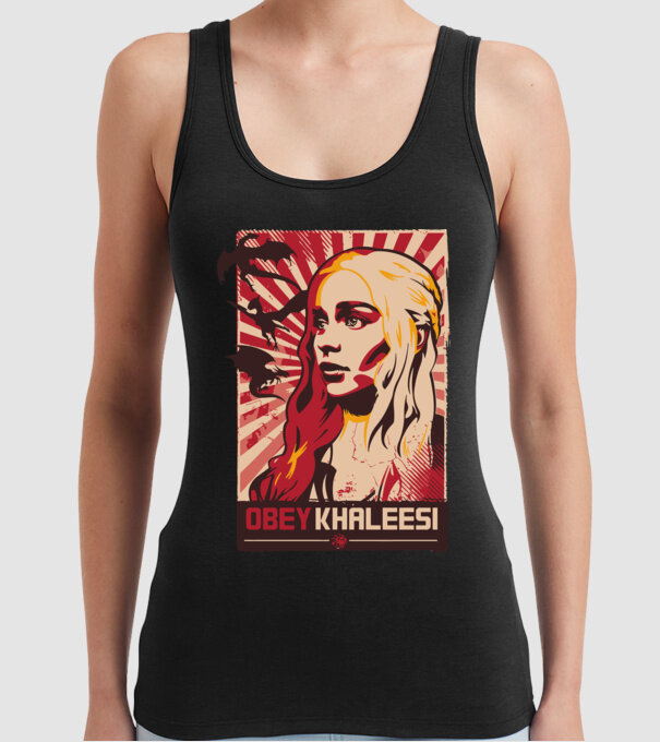 Obey Khaleesi model negru pe tricou