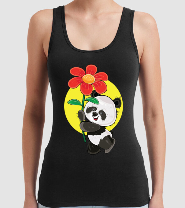 Dragoste panda model negru pe tricou