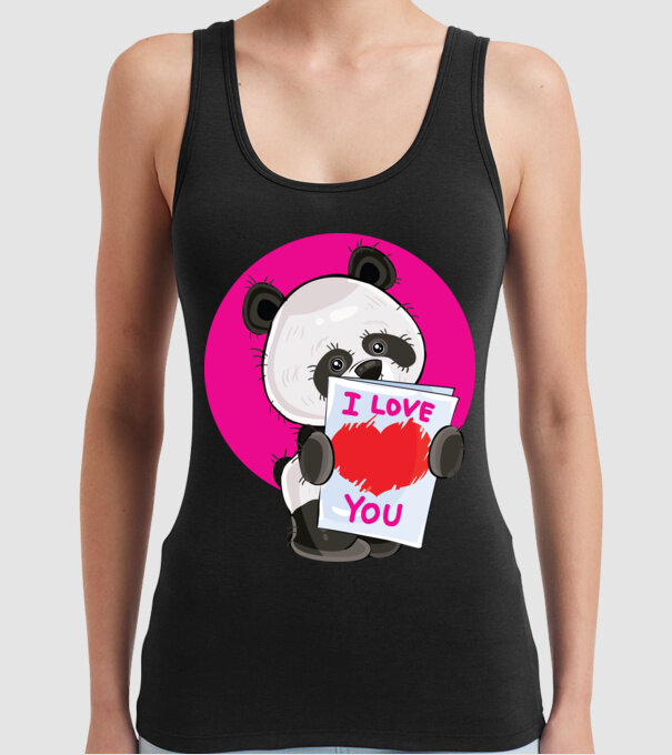 dragoste panda model negru pe tricou
