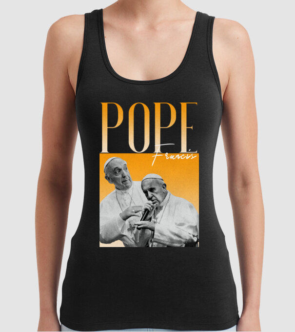 Pope Frances 90s poster model negru pe tricou