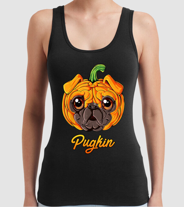 Pugkin model negru pe tricou