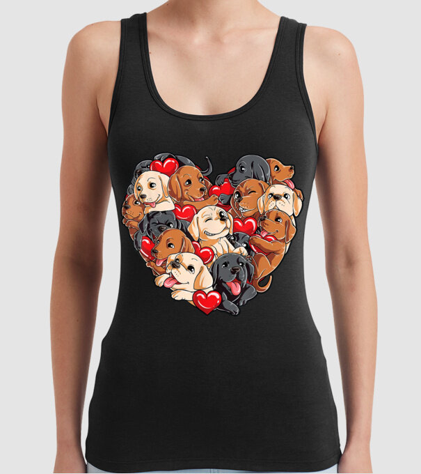 Puppy Heart model negru pe tricou