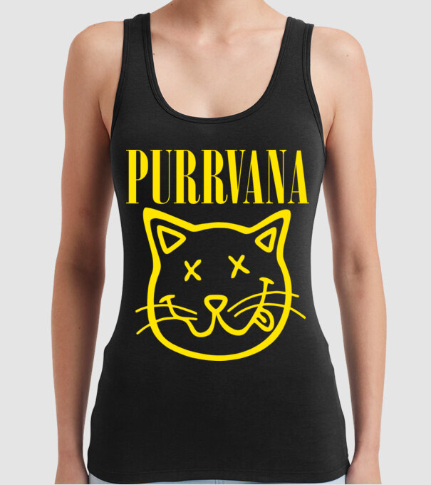 PURRVANA model negru pe tricou
