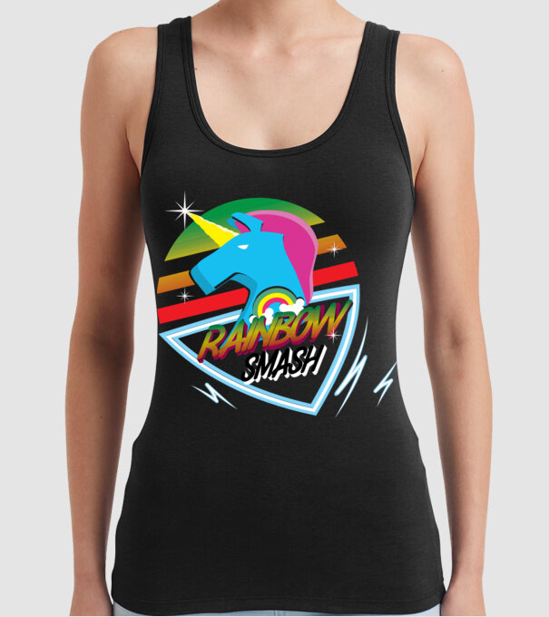 Rainbow smash model negru pe tricou