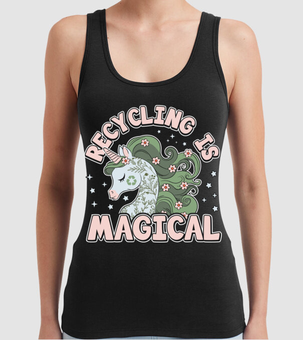 Recycling is magical model negru pe tricou