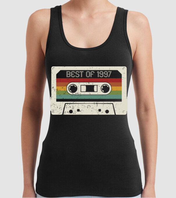 retro tape 1997 vintage model negru pe tricou