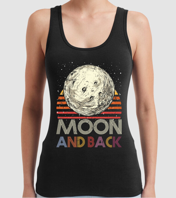 Retro vintage love you to the moon and back MOON model negru pe tricou