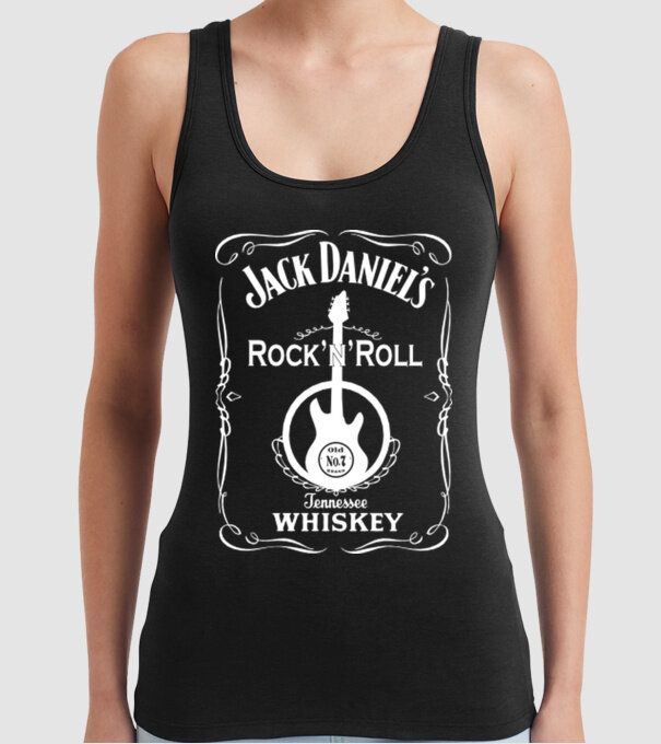 'Rock''n''Roll whiskey' model negru pe tricou