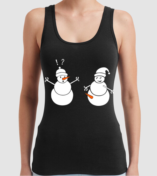 Snowman in action model negru pe tricou