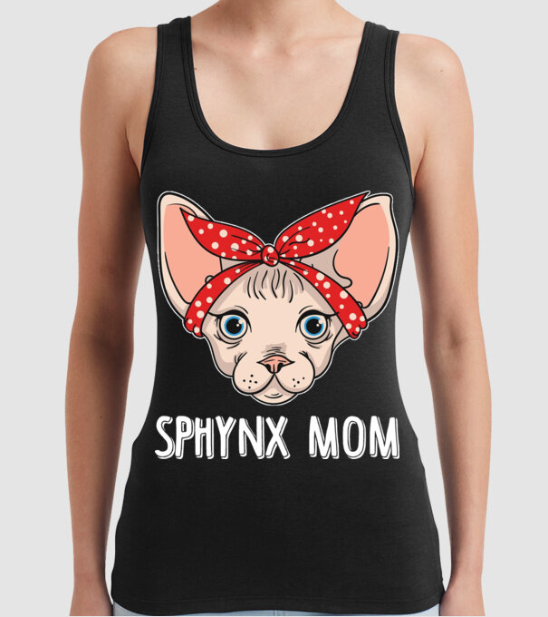 sphynx mom model negru pe tricou