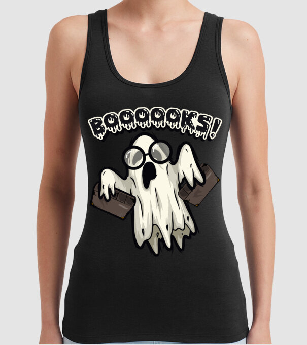 Spooky boookworm model negru pe tricou