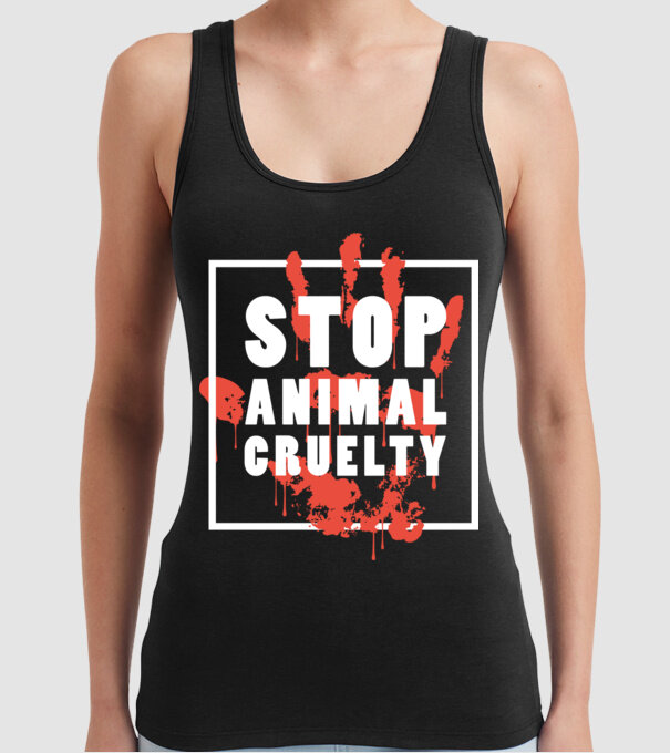 Stop animal cruelty model negru pe tricou