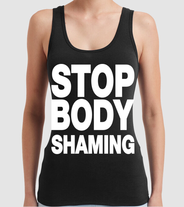 Stop body shaming helvetica model negru pe tricou