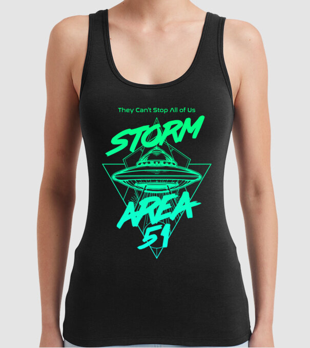 Storm area 51 ufo green model negru pe tricou
