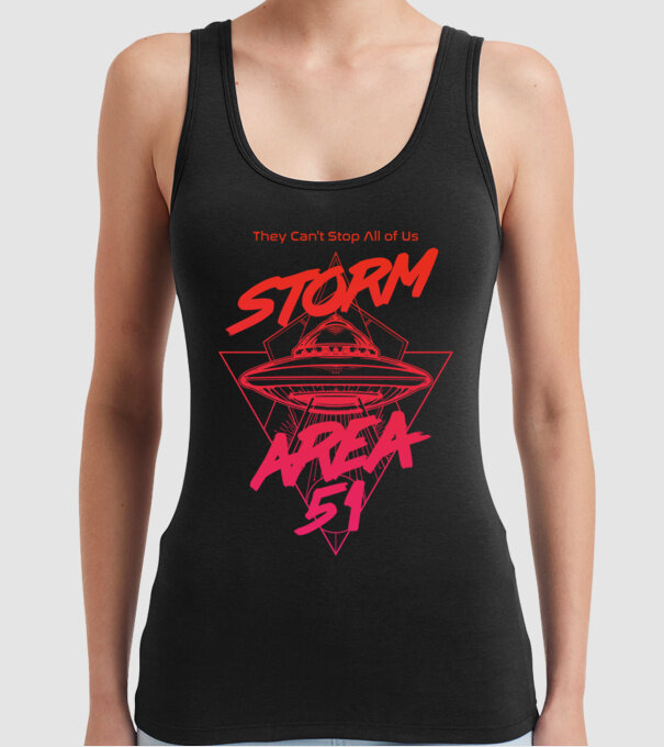 storm area 51 ufo orange model negru pe tricou