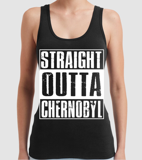 Straight outta Chernobyl model negru pe tricou